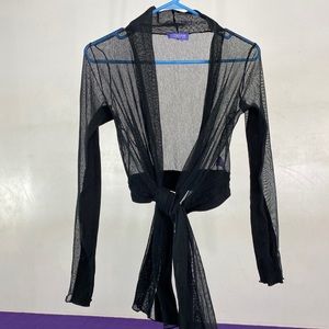Vivienne Tam mesh wrap top, size XS. Unique designer shirt.